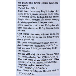 Sữa nước Ensure Original 237ml lốc 6 chai