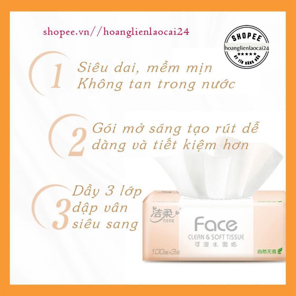 Giấy ăn Face hồng cao cấp thùng 18 gói THƠM 120 tờ 3 lớp siêu dai
