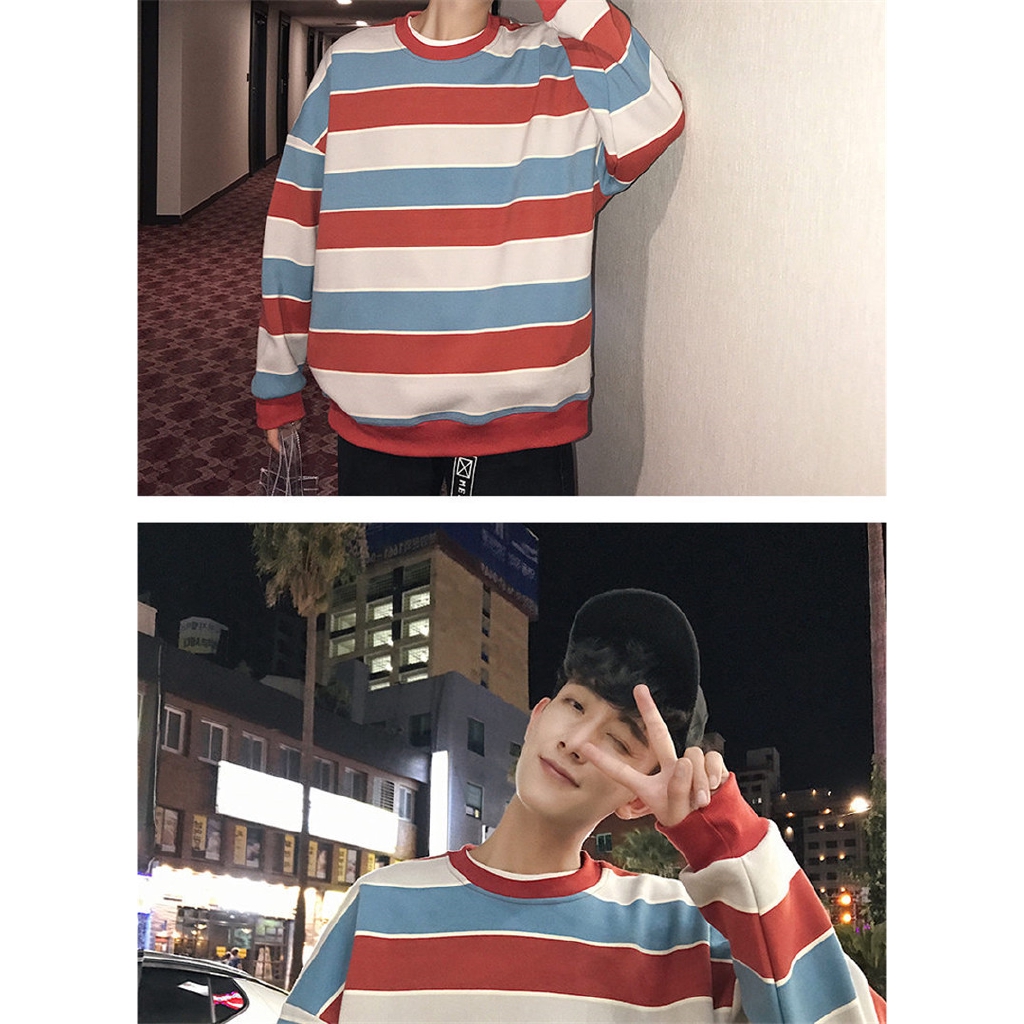 Áo thun tay dài kẻ sọc thời trang mùa thu cho nam | BigBuy360 - bigbuy360.vn