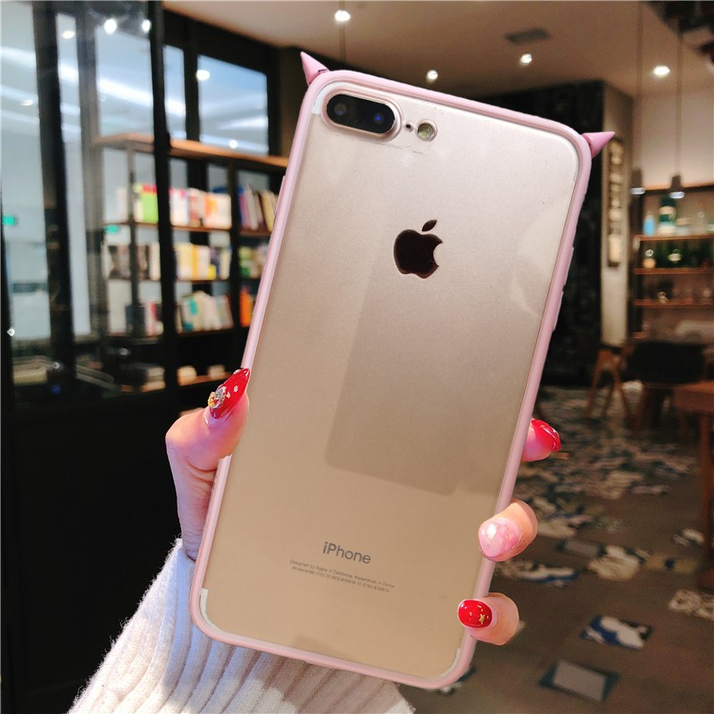 Ốp lưng trong suốt phối sừng cho iPhone 6 6s 7 8 plus X iPhone 5 5S SE casing iPhone 11 pro max XR | BigBuy360 - bigbuy360.vn