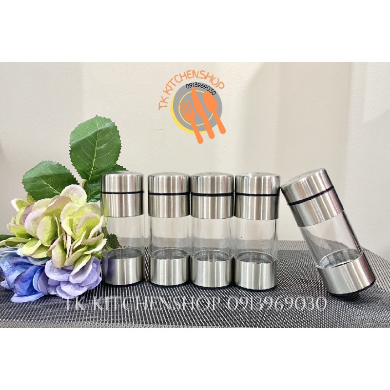 Lọ đựng tăm, tiêu, muối phong cách khách sạn 5 sao cao cấp kích thước ĐK4x10CM chất liệu inox 304 và nhựa PC cao cấp