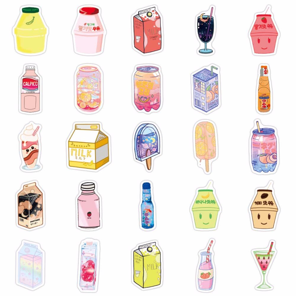 Bộ 50 Miếng Dán Trang Trí Xe Hơi Họa Tiết Hoạt Hình Graffiti Chống Thấm Nước