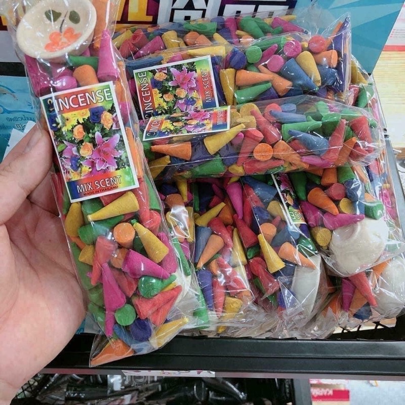 100 nụ Trầm Hương Mix Nhiều mùi hoa Kèm chén đốt Hàng nội địa Thái Lan