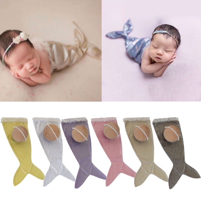 ✿ Bộ Trang Phục Chụp Ảnh Gồm Băng Cài Đầu Và Hạt Cườm Cho Bé Sơ Sinh