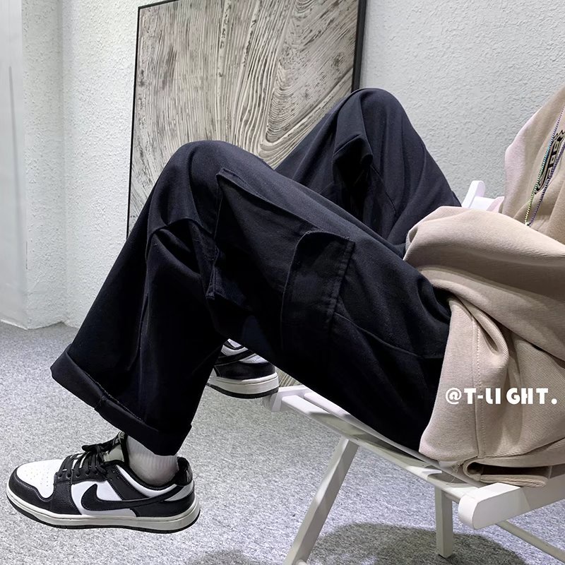 Quần ống rộng nam Có Túi Màu Trơn Đơn Giản Thời Trang Cho bigsize fashion quần jogger nam unisex simple quần tây đen