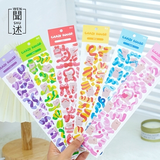 2 tờ nhãn dán ruy băng gấu hoạt hình DIY nhật ký