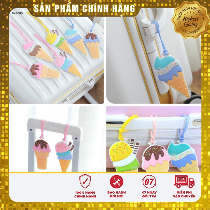 Thẻ Tag gắn thẻ vali du lịch hình Ice Cream nhiều màu