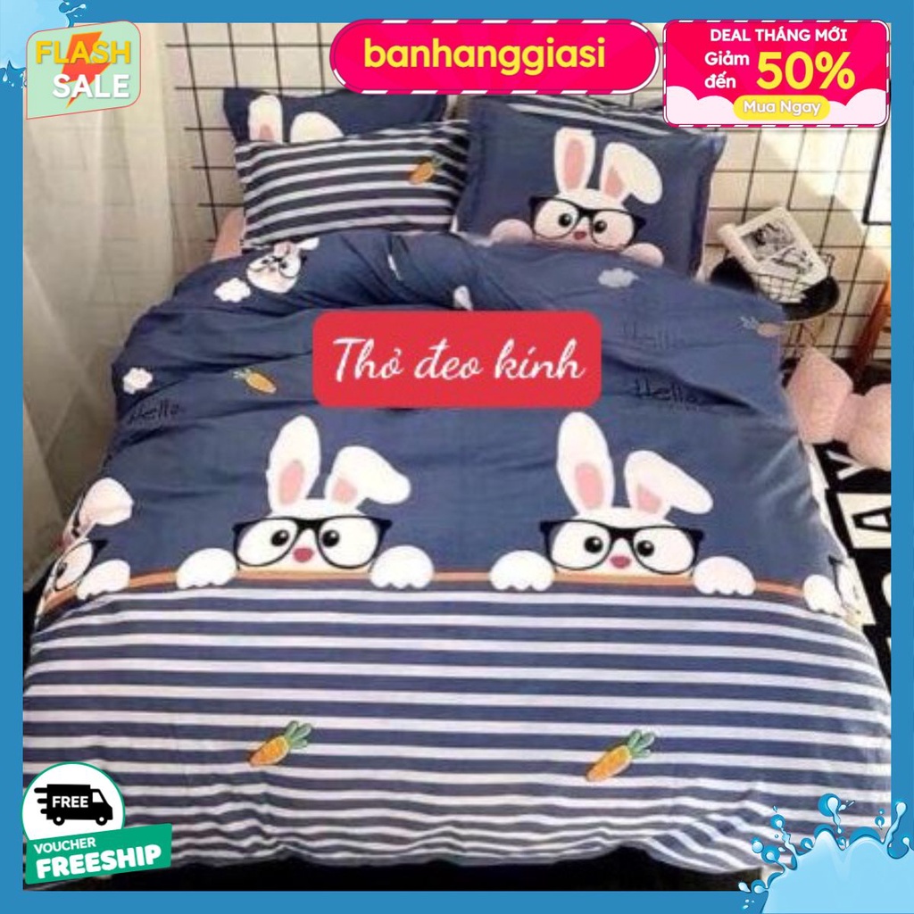 Ga trải giường bo chun 1m4x2m,vải poly cotton,chọn mẫu