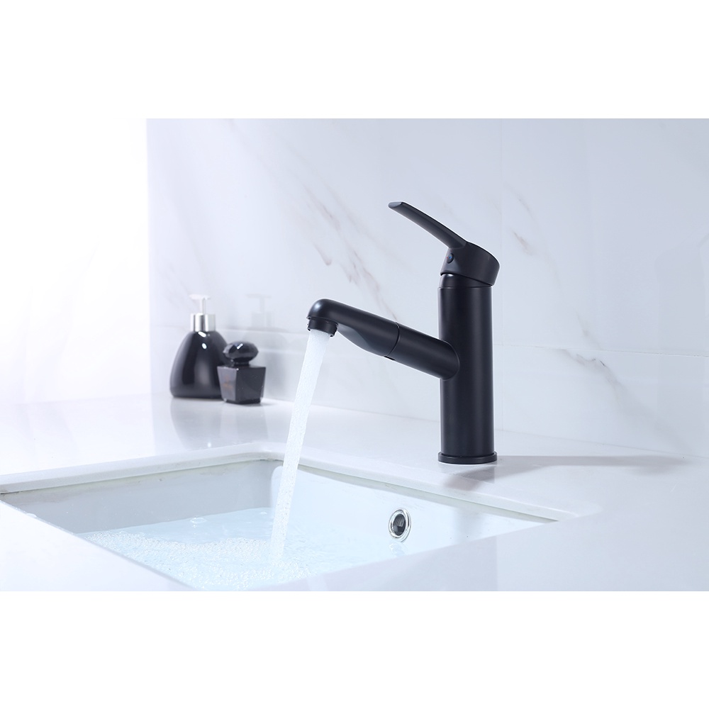 Vòi bồn rửa mặt, vòi Lavabo nóng lạnh dây rút bằng inox cao cấp cao 20 cm cắm chậu bảo hành 12 tháng