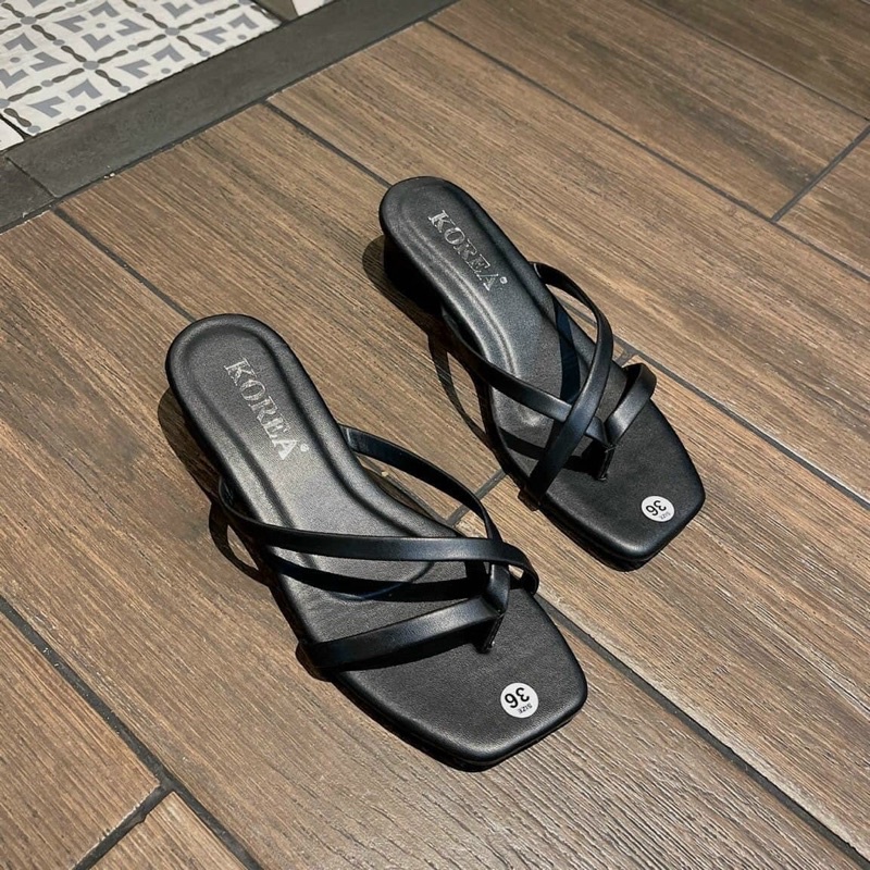 Giày gót mũi vuông Yumi store 3cm dây mảnh quai Chéo xinh xắn bền đẹp.