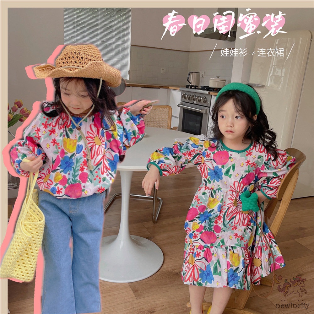 Đầm DàI Tay In Hoa Cho Bé GáI