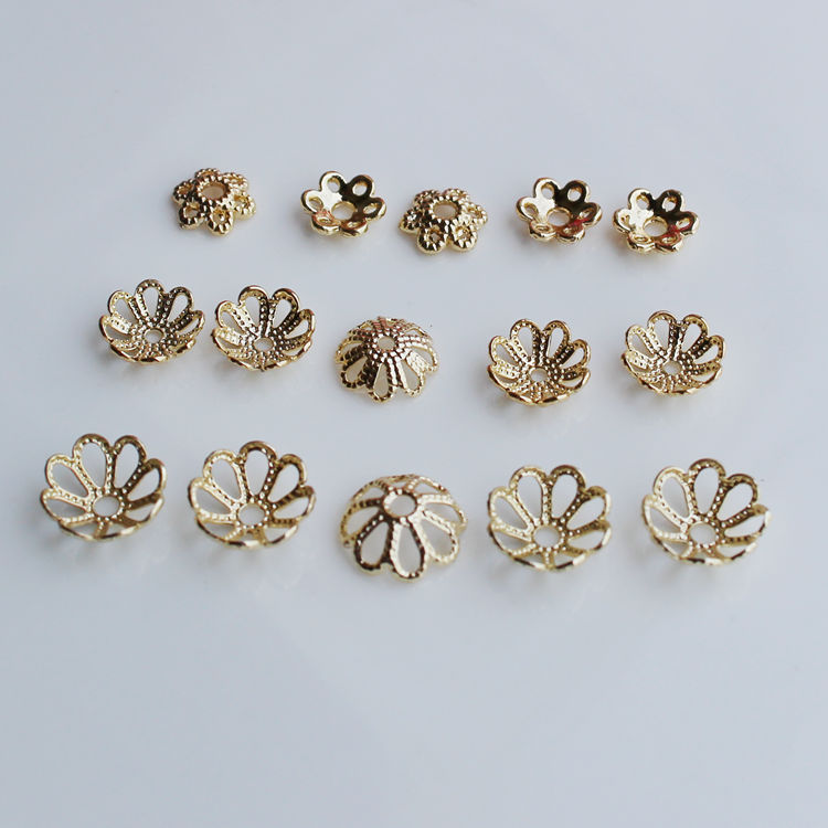 Hạt Cườm Rỗng Hình Bông Hoa 14K Màu Vàng Dùng Làm Vòng Tay/Vòng Tay DIY