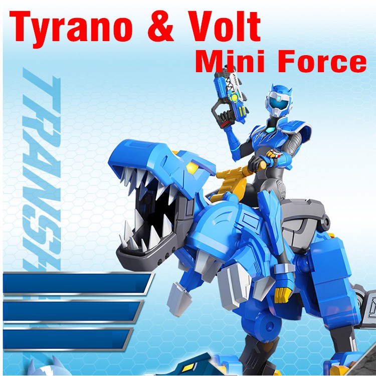 Mô hình Miniforce Biệt đôi siêu nhân nhí mô hình Khủng long Tyranno sấm sét &amp; siêu nhân Volt tốc độ