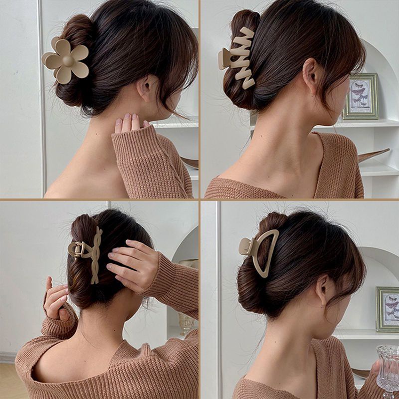 Kẹp Tóc Càng Cua Màu Cà Phê Sữa Thời Trang Hàn Quốc Cho Nữ