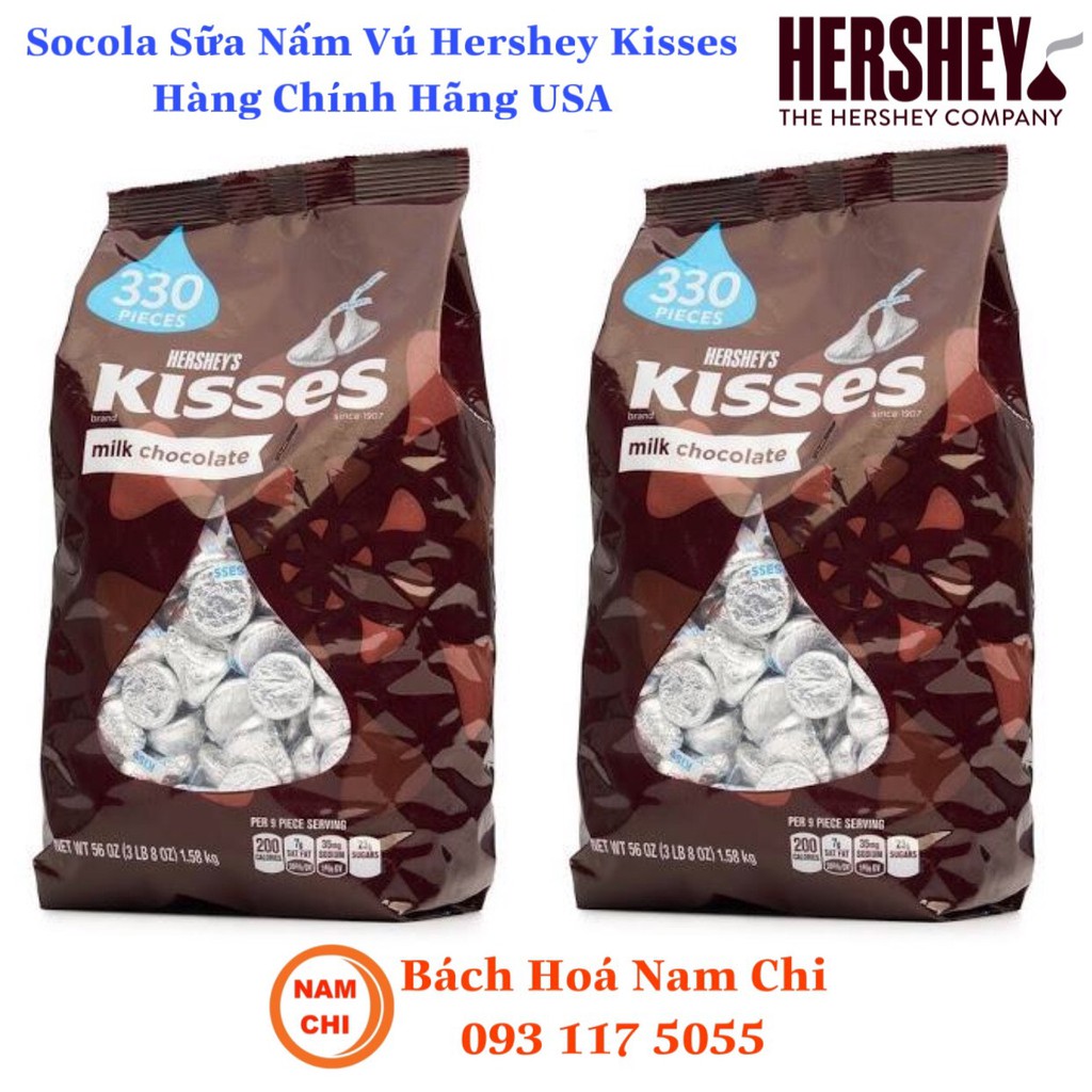 Kẹo Socola Kisses Hershey’s Kisses Milk Chocolate 330 Viên 1.58kg - Hàng Nhập Mỹ