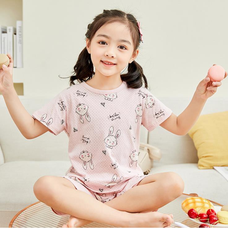 Bộ Đồ Ngủ 2 Món Áo Thun Cotton Tay Ngắn Phối Lưới In Hình Voi Dumbo + Quần Short Dễ Thương Thời Trang Mùa Hè Cho Bé Trai Gái 1-13 Tuổi