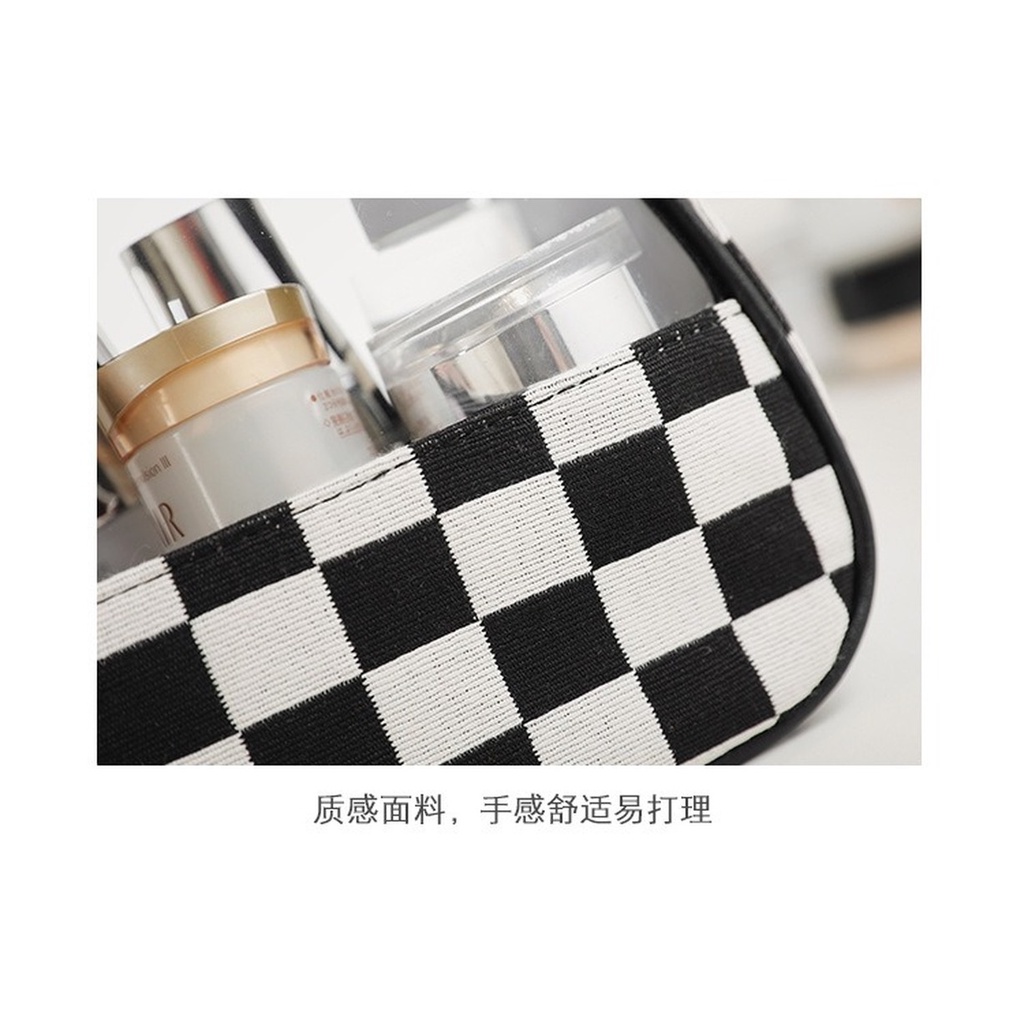 Túi Đựng Mỹ Phẩm Họa Tiết houndstooth Xinh Xắn Tiện Lợi
