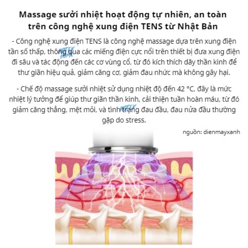 [BH 12 THÁNG] Máy massage cổ vai gáy cao cấp, CÓ CHƯỜM NÓNG 42 độ C - 4 đầu tiếp xúc, 6 chế độ mat xa, 9 cường độ