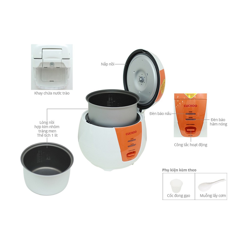 Nồi Cơm Điện Nắp Gài Cuckoo CR- 0661-O - 1L - Hàng Chính Hãng | BigBuy360 - bigbuy360.vn