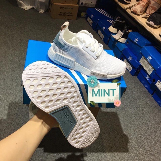 (Video cận cảnh) Giày thể thao sneaker NMD trắng xanh