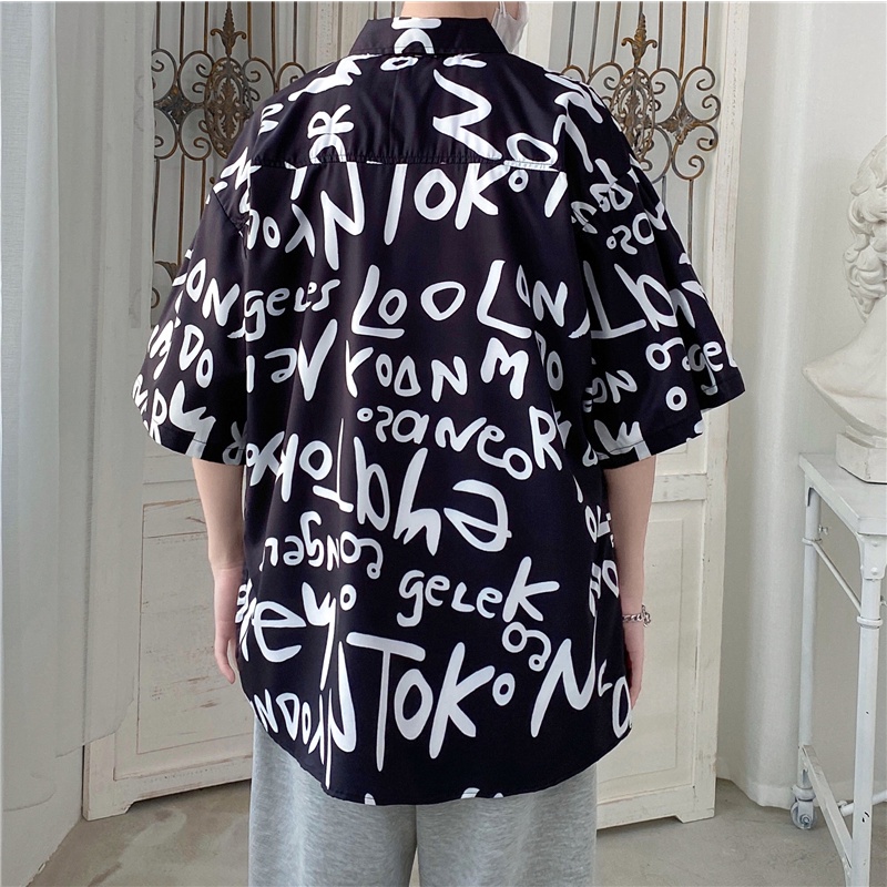 Áo Sơ Mi Tay Ngắn Dáng Rộng In Họa Tiết Thời Trang Mùa Hè Cho Nam Và Nữ 4 Màu (M-3Xl)