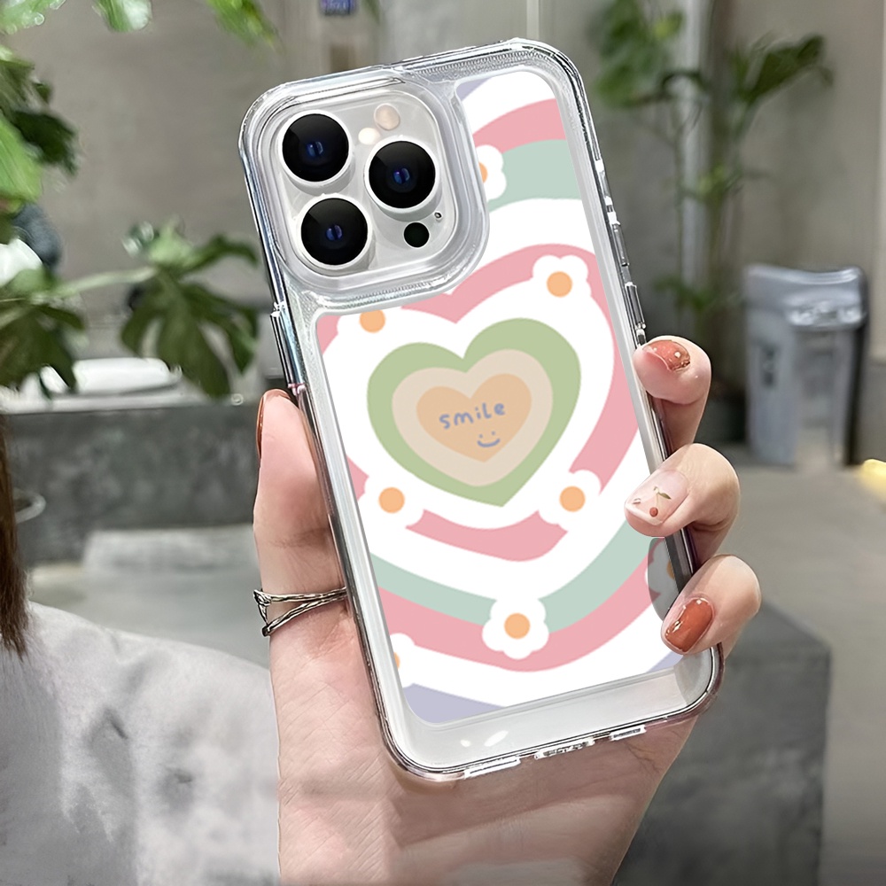 Ốp Điện Thoại Trong Suốt Họa Tiết Trái Tim Màu Gradient Cho iphone 14ProMax 14Plus 13 11 12 7Plus X XR XS Max