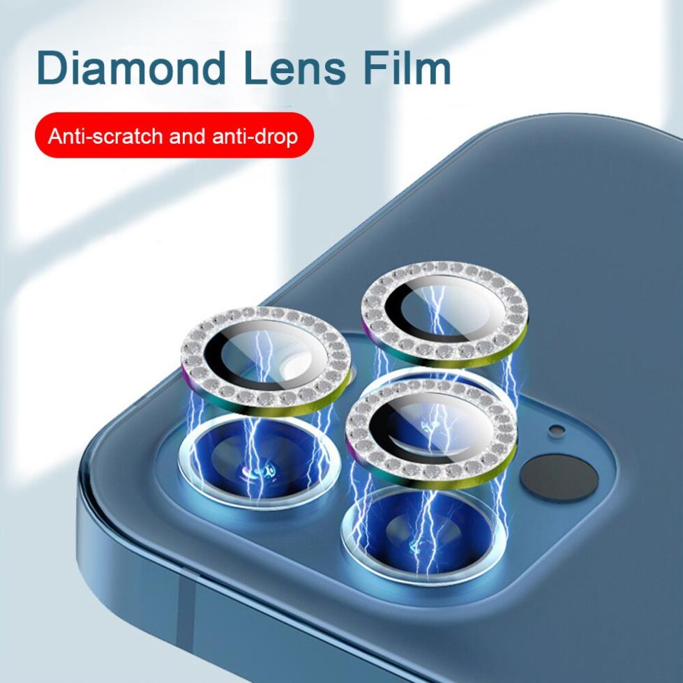 Dán bảo vệ mắt Camera đính đá 6 màu titan cầu vòng iPhone 11  12  13  MINI / PRO / MAX