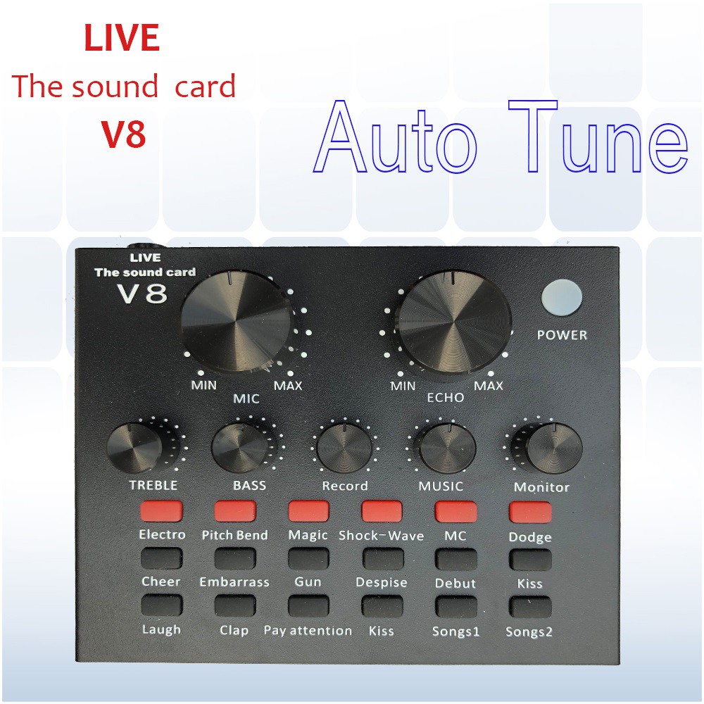 Sound card hát live karaoke online V8 Auto tune bản tiếng anh quốc tế.