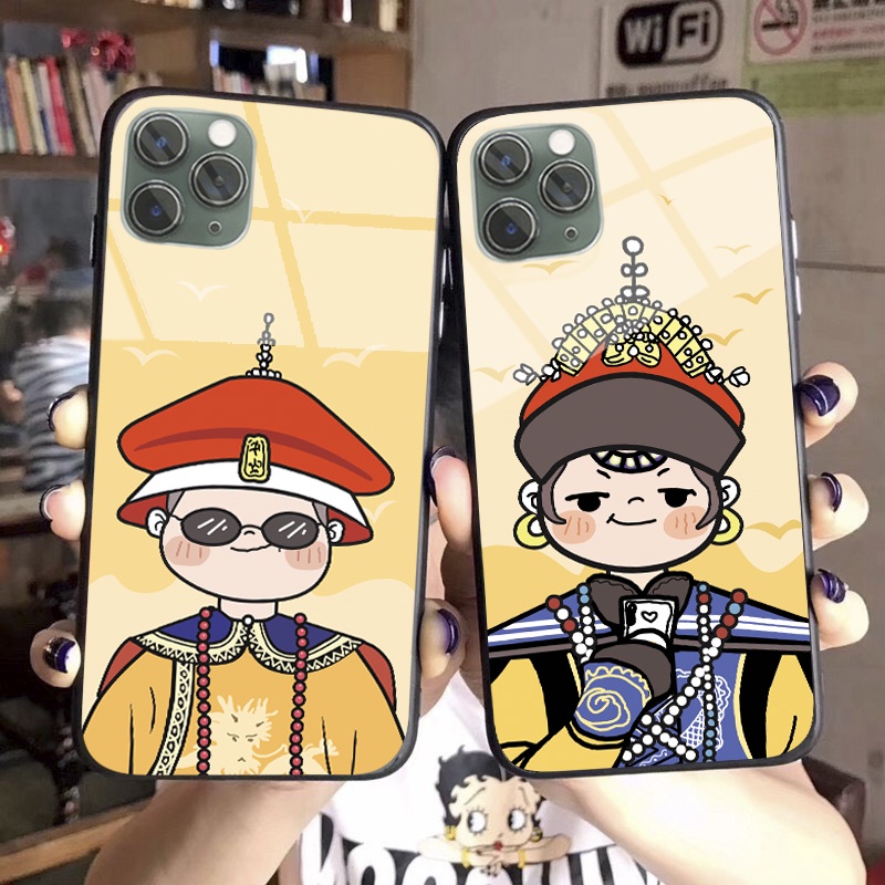 Ốp lưng iphone kính cặp đôi Vua Hậu cute case 14plus 14 pro max 13 12 promax 11 mini 6 6s 7 8 plus x xr xs Se