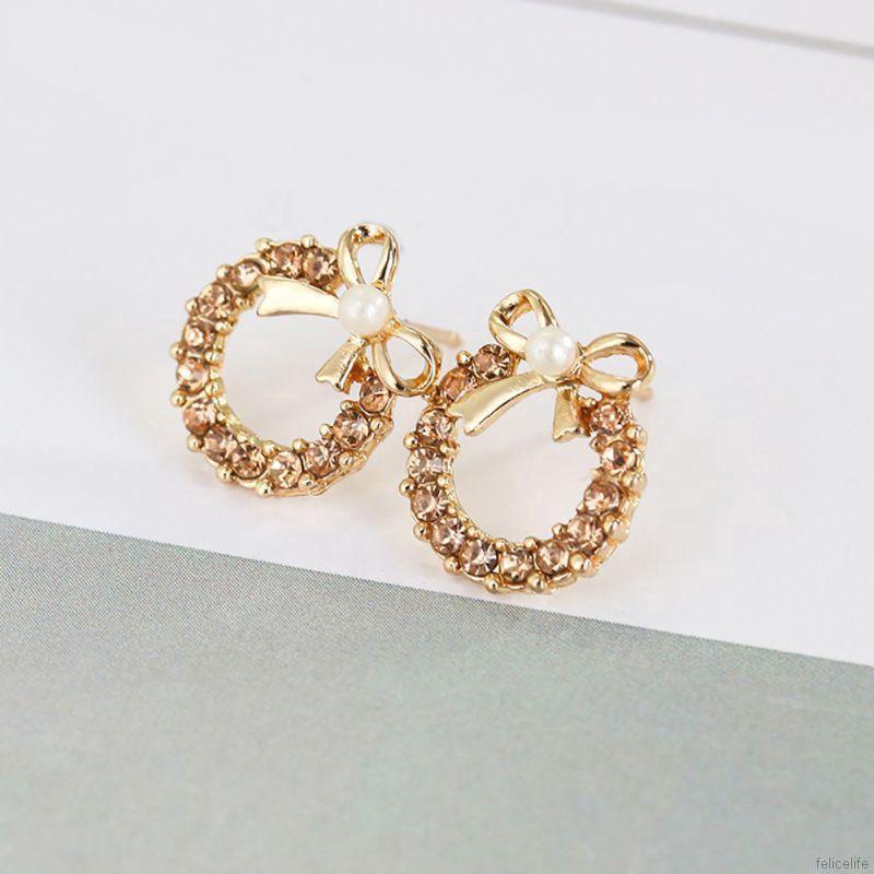 Hoa tai đính đá và ngọc trai thanh lịch dành cho nữ