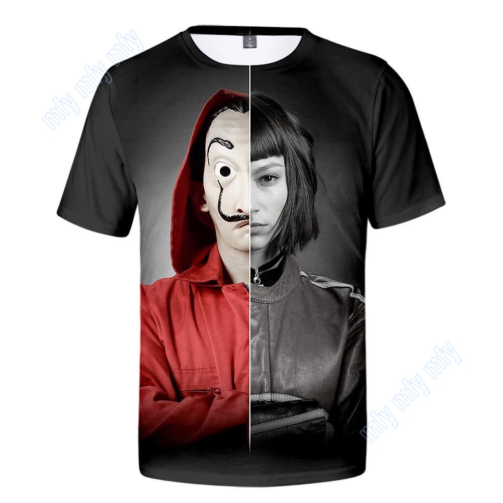 Áo phông ngắn tay giản dị Jersey cho người lớn Unisex Phim truyền hình La casa de papel