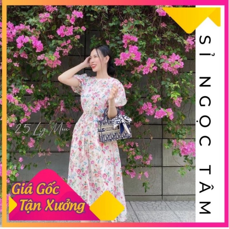 [VIDEO ẢNH THẬT/ sẵn] V02-VÁY HOA VINTAGE CHUN EO - Sỉ Ngọc Tâm