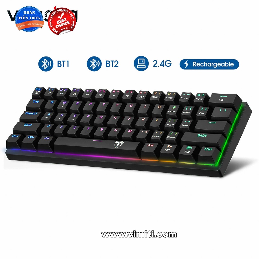 Bàn phím cơ Victisng PC355A kết nối 3 thiết bị, chuyên dụng dùng cho dân game thủ