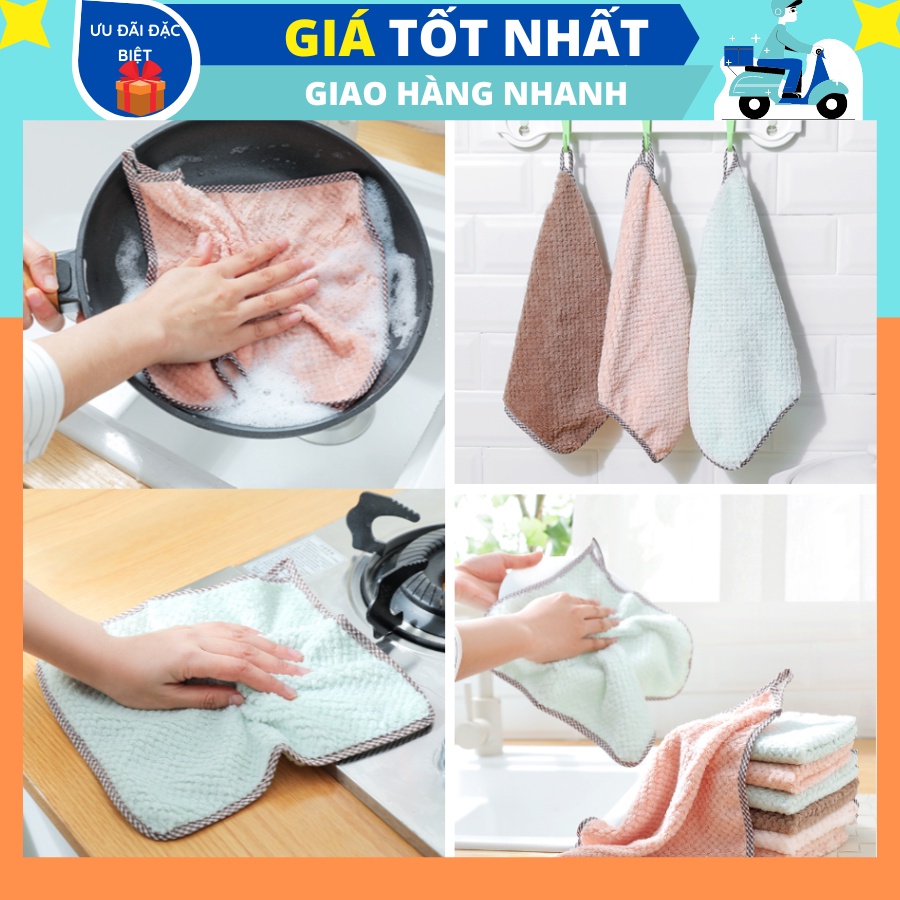 khăn lau bếp, khăn lau đa năng siêu thấm nước, loại lông cừu cao cấp có viền - House of life Store