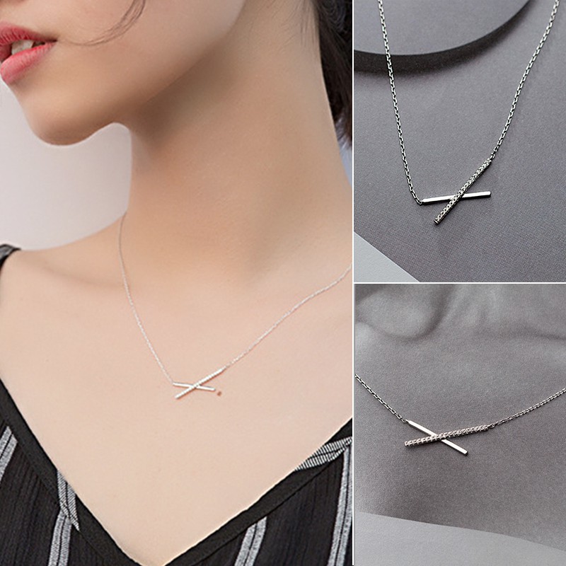 Dây chuyền mặt chữ X đính đá thanh lịch sang trọng