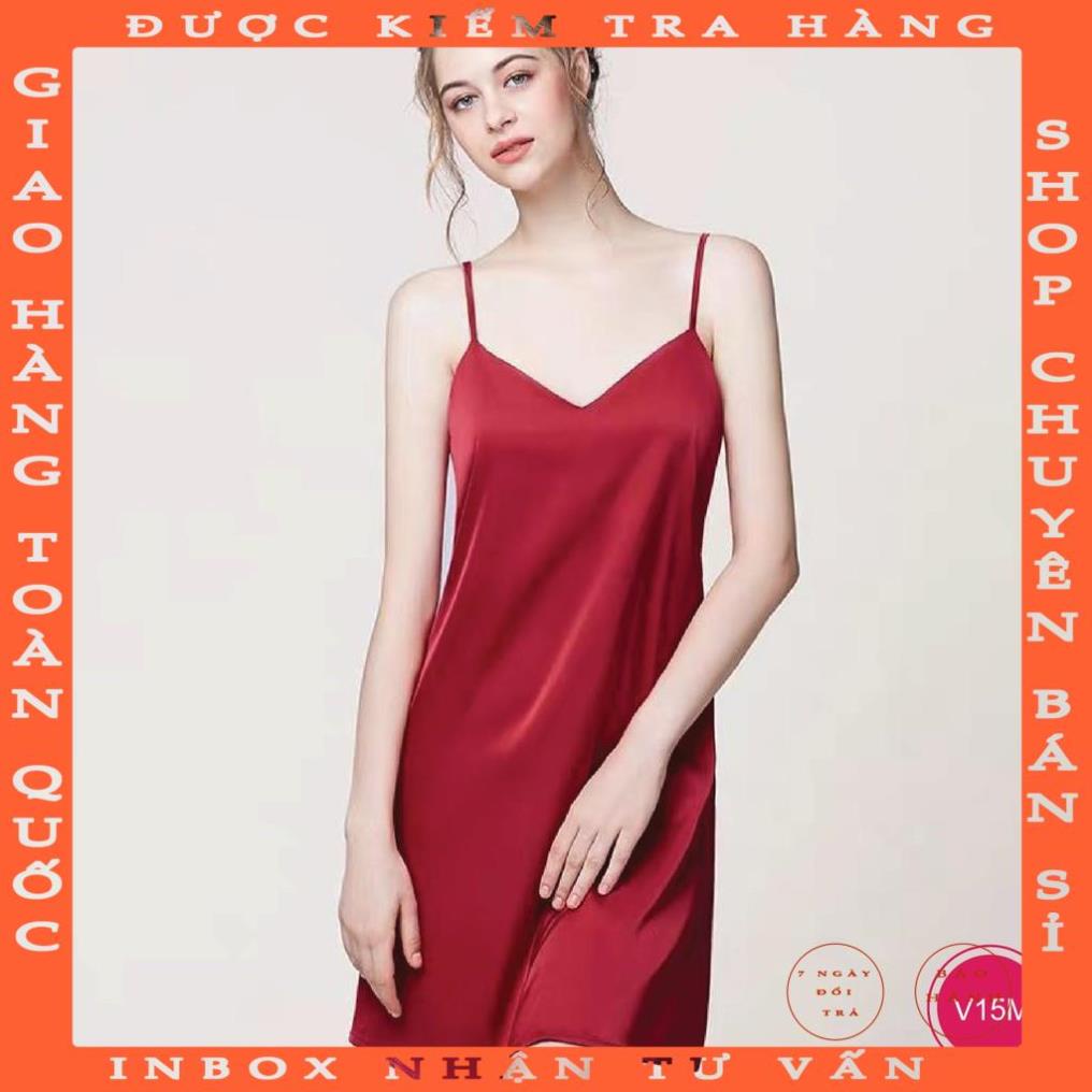 Váy Ngủ 2 Dây Lụa Satin Cao Cấp Gợi Cảm Mặc Nhà Thương Hiệu XAVIA V51 tranvuong