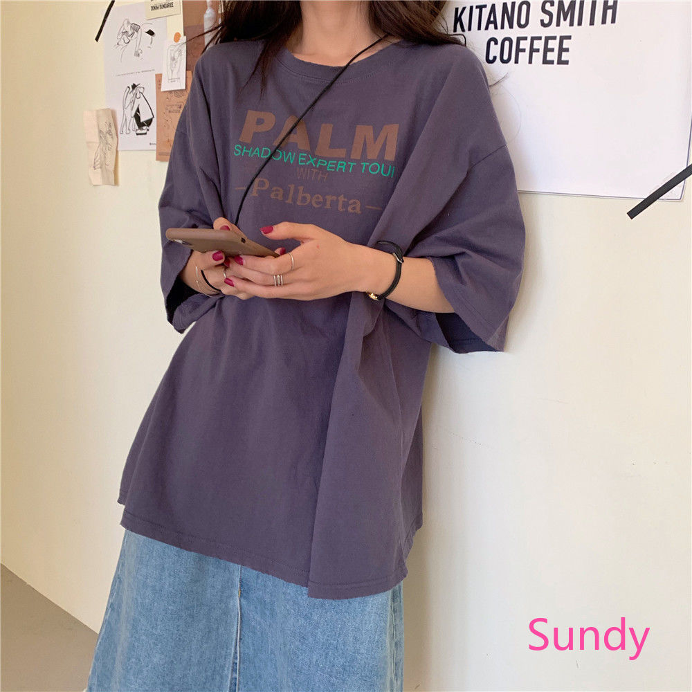 Korean Fashion Women's Short Sleeve Round Neck T-shirt