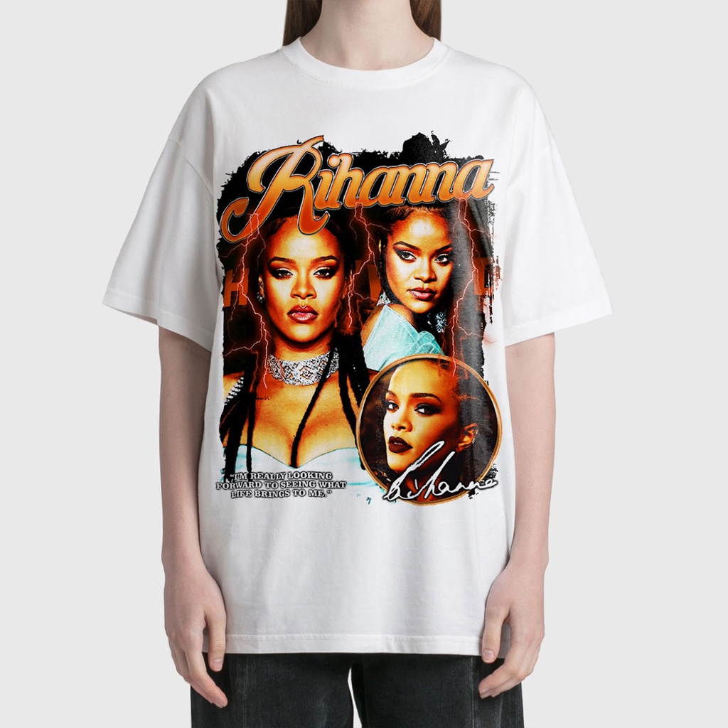 BLANK | Áo Thun RIHANNA Tay Lỡ Unisex - Đen/Trắng Cổ Tròn