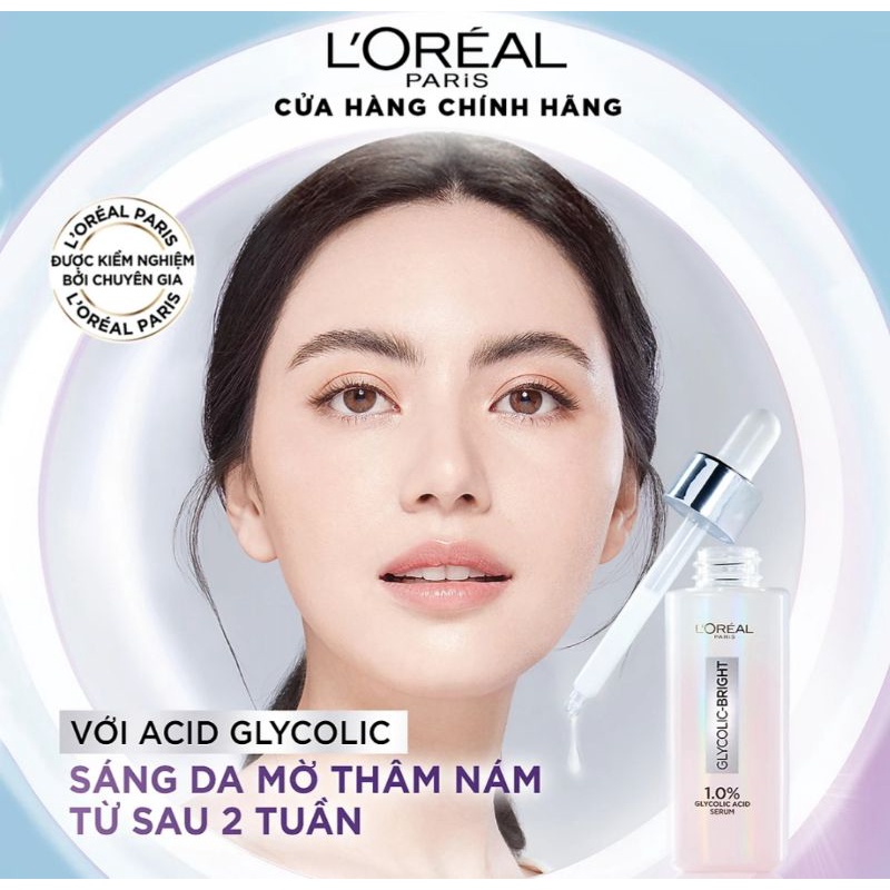 Serum Sáng Da Tức Thì L'Oreal Paris Glycolic - Bright Instant Glowing Serum 1.0% Glycolic Acid 30ML