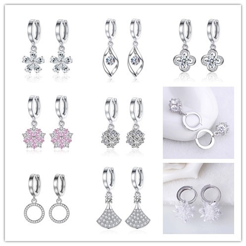 1 Đôi Bông Tai Bạc 925 Hình Bông Tuyết Cho Nữ wh157