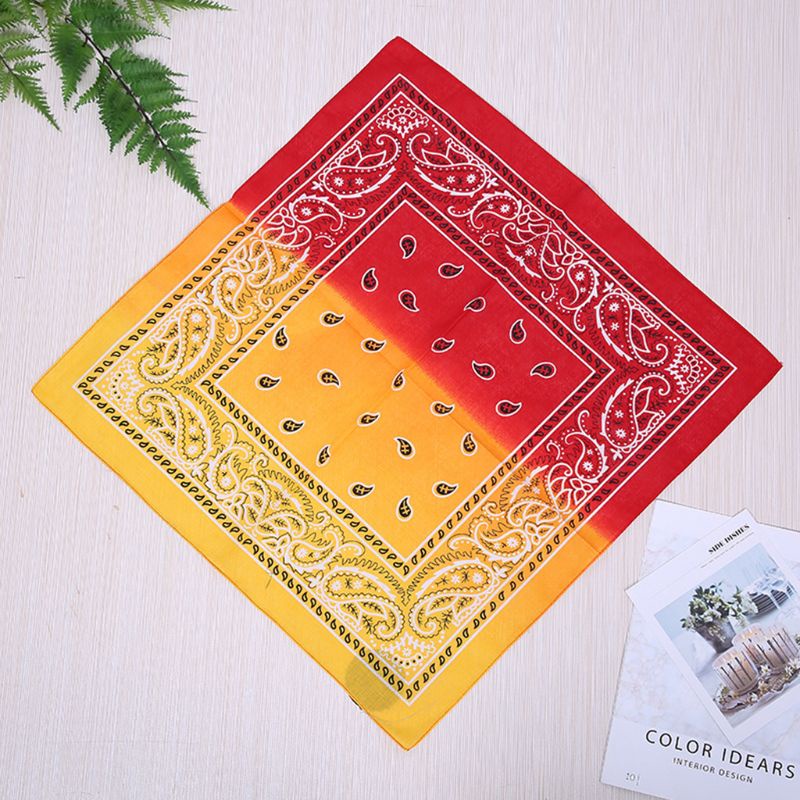 Khăn Cotton Vuông 55x55CM Họa Tiết Hoa Màu Gradient Phong Cách Bohemian