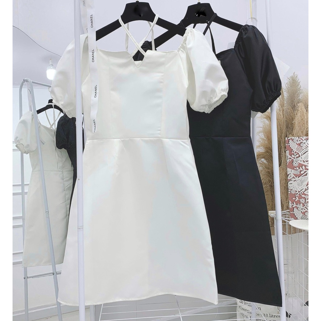 Váy Buộc Dây Chéo Cổ Khóa Lưng, Đầm Nữ Chữ A Hàn Quốc | BigBuy360 - bigbuy360.vn