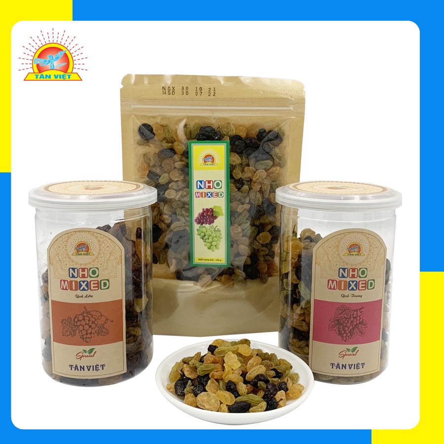 Nho Khô Thập Cẩm Mix Đủ Vị TÂN VIỆT Hương Vị Thơm Ngon Hủ 150gr - 300gr