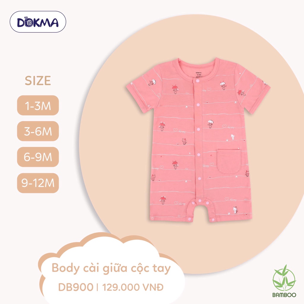 Dokma - Body cộc tay đùi cài giữa chất Bamboo sợi tre siêu mát cho bé 3-12M ( DB900)