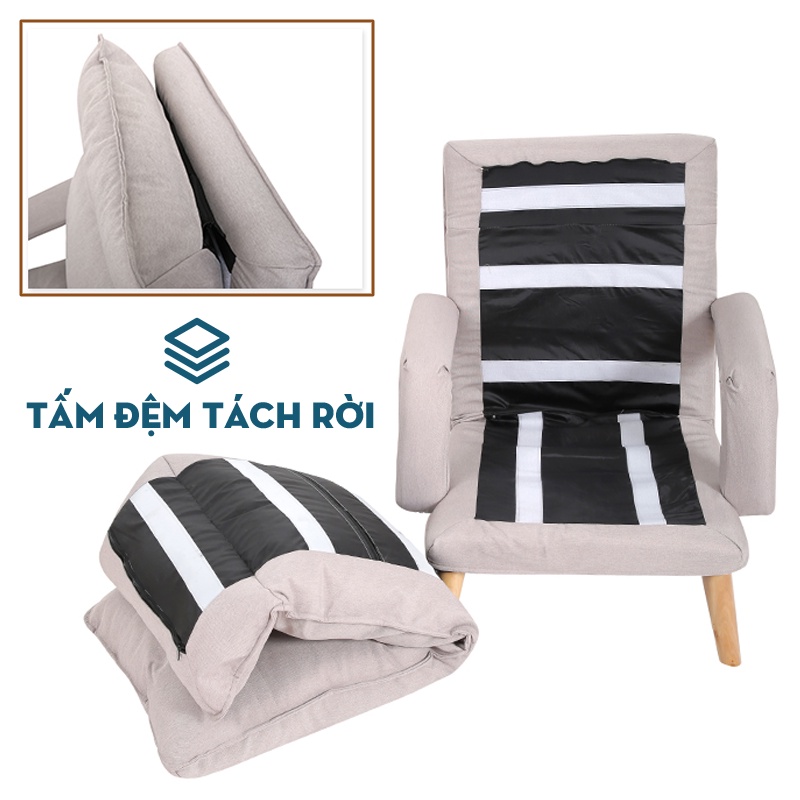 Ghế sofa giường nằm đọc sách xem phim thư giãn, phong khách, phong ngủ, ghế lười kèm đôn gác chân noithatcaocap86