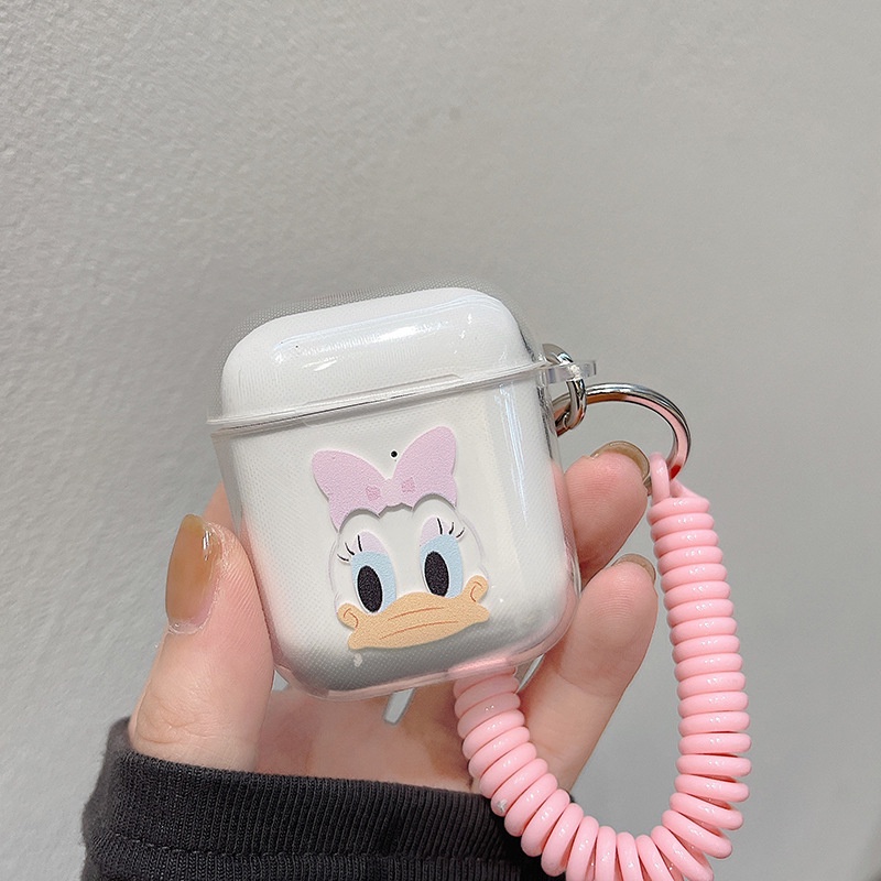 Vỏ Bảo Vệ Hộp Sạc Tai Nghe airpods 1 2 Pro 3rd Generation Pro 1/2 Trong Suốt Chống Sốc Họa Tiết Hoạt Hình Kèm Dây Đeo Kiểu Nhật Hàn