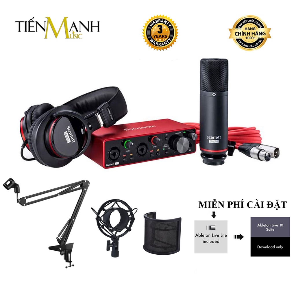 Combo Focusrite Scarlett 2i2 Studio Gen 3 (Full Phụ Kiện) - Sound Card Bộ Thu Âm Thanh Focus USB SoundCard Gen3