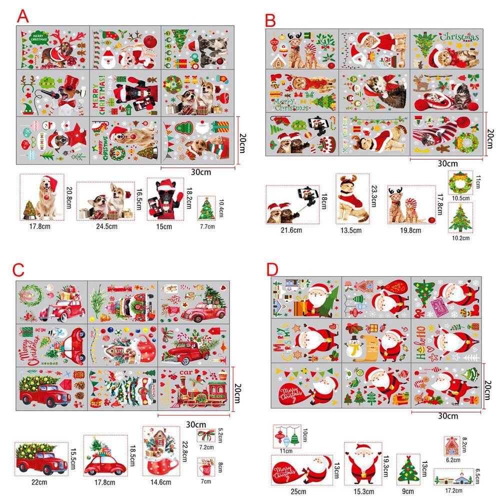 Set 9 Miếng Dán Cửa Kính Trang Trí Giáng Sinh Năm Mới