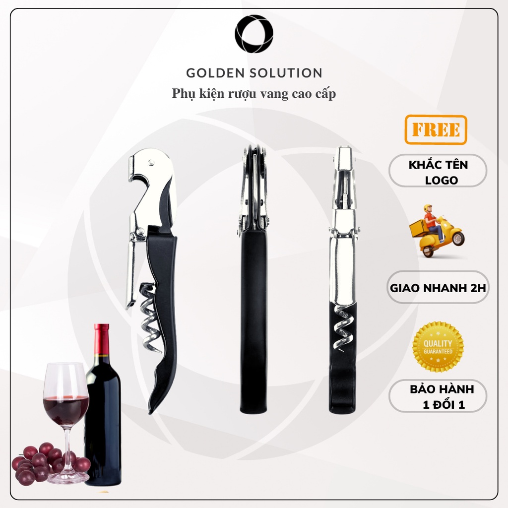Dụng Cụ Khui Mở Rượu Vang, Khui Bia Kim Loại GDS (Hợp Kim Đen)