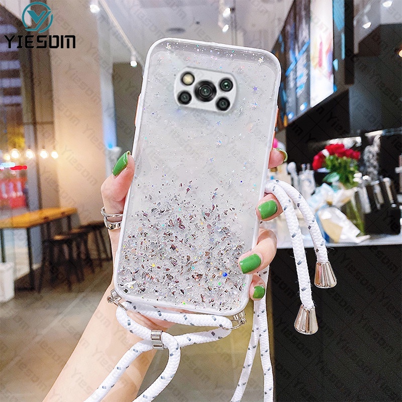Ốp Điện Thoại Màu Gradient Sang Trọng Có Dây Đeo Cho Xiaomi Poco X4 X3 Pro NFC M4 M3 Pro F3 Mi 11 Lite 5G NE
